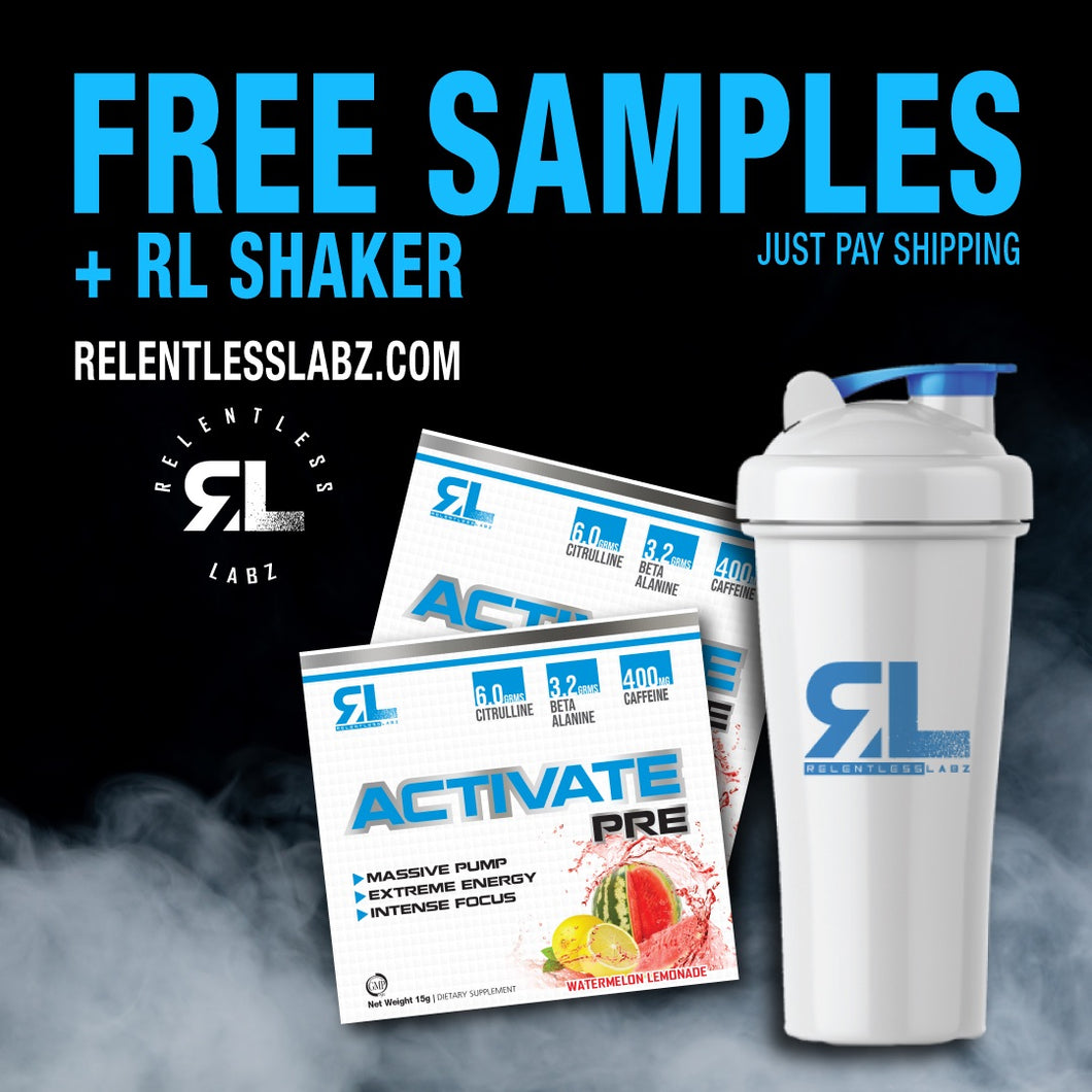Relentless Labz: Free Sample Packs/RL Shaker